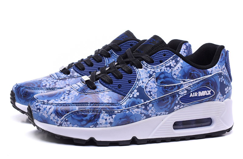 2016 Women's Nike Air Max 90 TKO Blue Black White Rose Print 2016 Women's Nike Air Max 90 TKO Blue Black White Rose Print