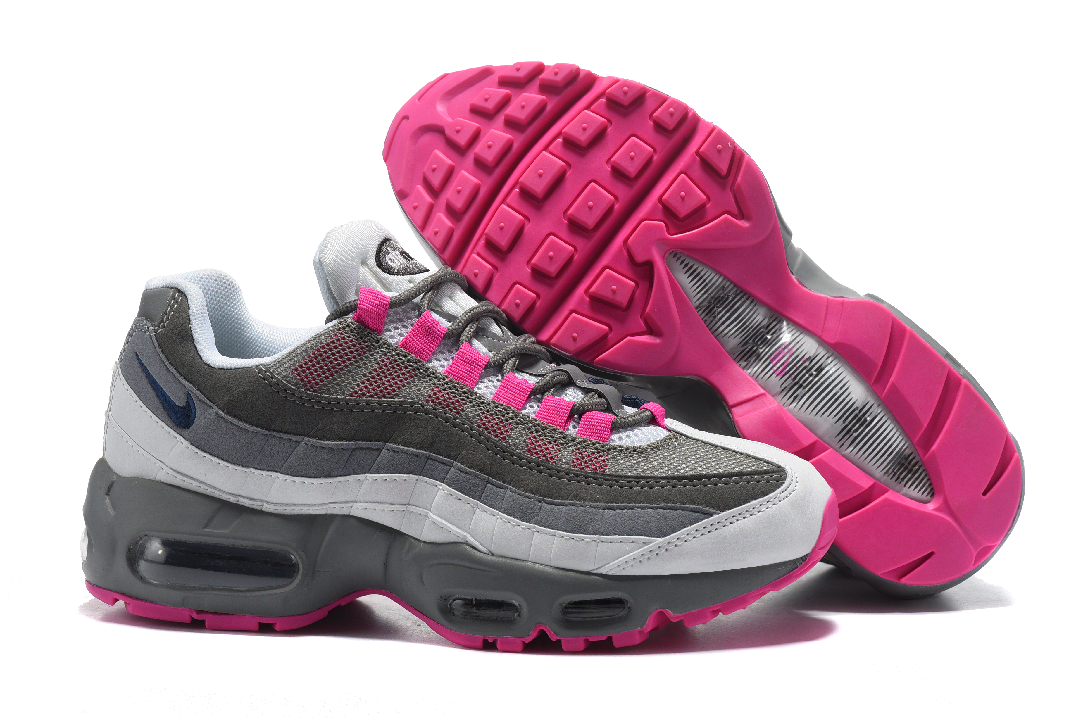 Women Nike Air Max 95 Grey Pink Shoes - Click Image to Close