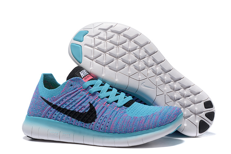 Women Nike Free Flyknit 5.0 Light Purple Blue Black Shoes