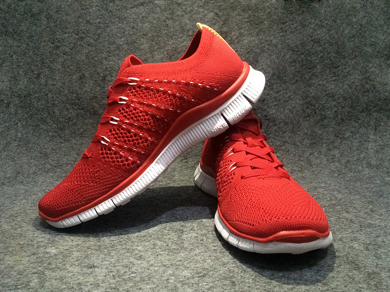 Women Nike Free Flyknit 5.0 Red White Shoes