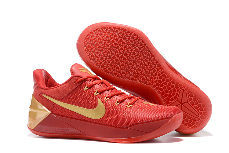 Women Nike Kobe A.D Flyknit All Red Gold Shoes