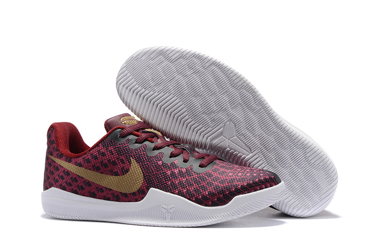 Women Nike Kobe Mentality 3 Wine Red Gold Shoes