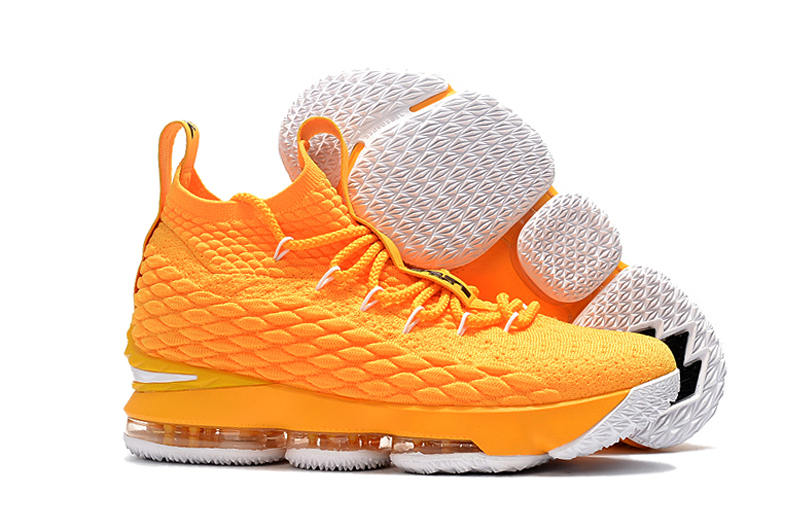 Women Nike Lebron 15 Yellow White Shoes