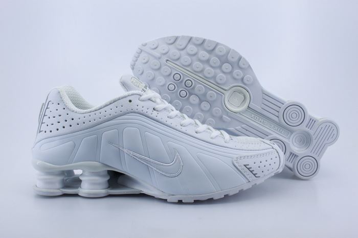 nike shox r4 all white