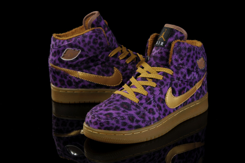 Nike Cheetah Print Jordan 1 Purple Brown Shoes For Women