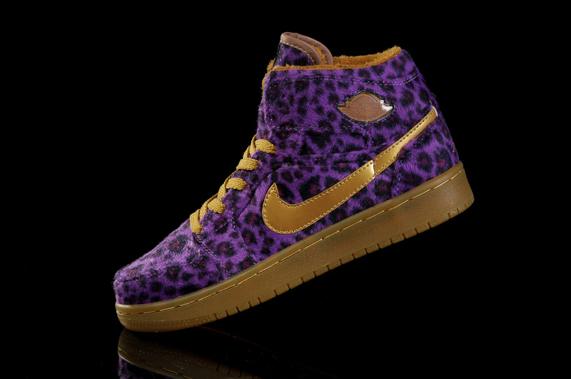 Nike Cheetah Print Jordan 1 Purple Brown Shoes For Women - Click Image to Close