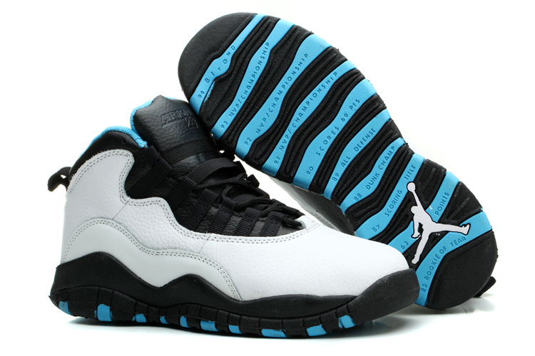 jordan 10 white black blue