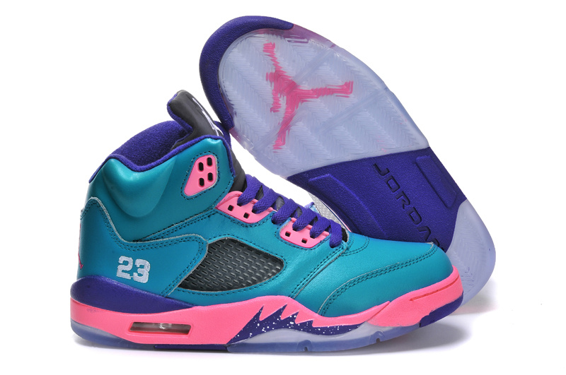 Nike Jordan 5 Retro Blue Purple Pink Shoes For Women