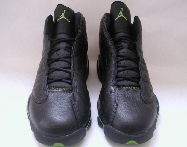 authentic nike air jordan 13 all black altitude green shoes