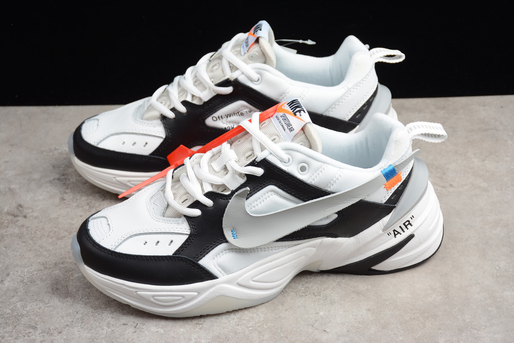 off white x nike m2k tekno black white grey - Click Image to Close