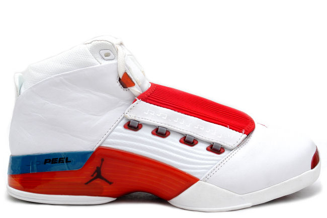 cool nike air jordan 17 og white varsity red blue shoes