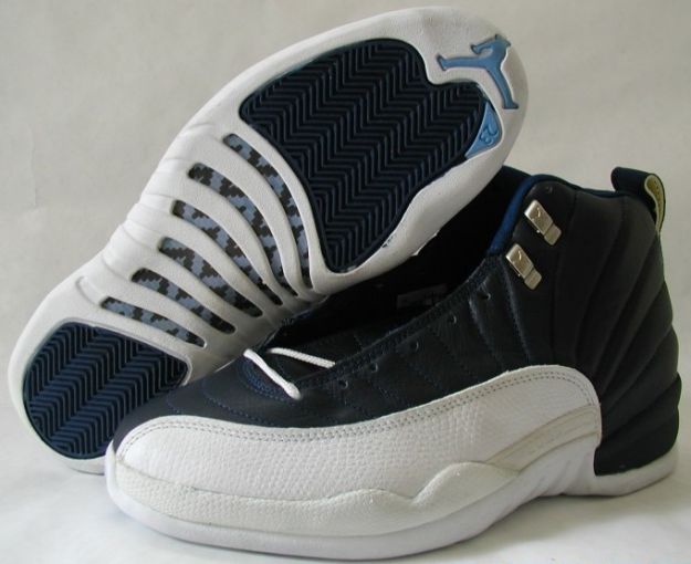 nike air jordan 12 og obsidian obsidian white french blue gold shoes