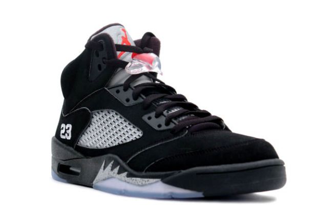 nike jordan 5 retro black black metallic silver fire shoes