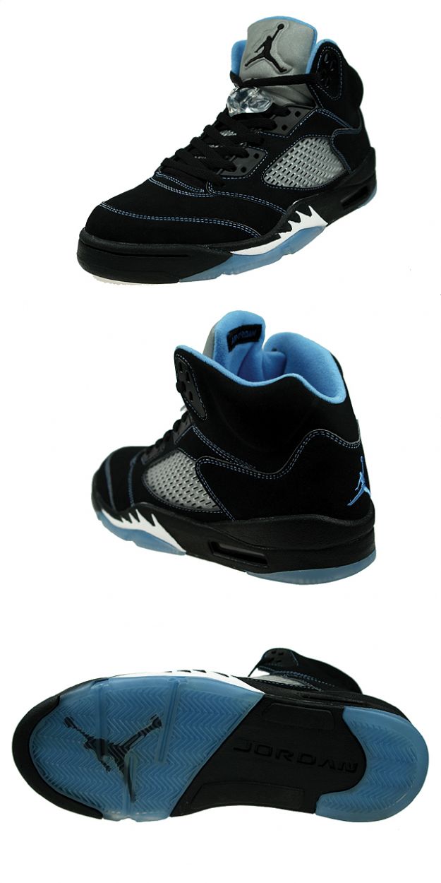 nike jordan 5 retro ls black university blue fire white shoes - Click Image to Close