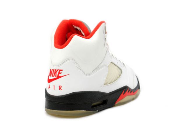 nike jordan 5 retro white black fire red shoes